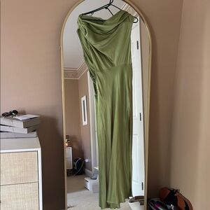 Astr Green Asymmetrical Sleeveless Gown